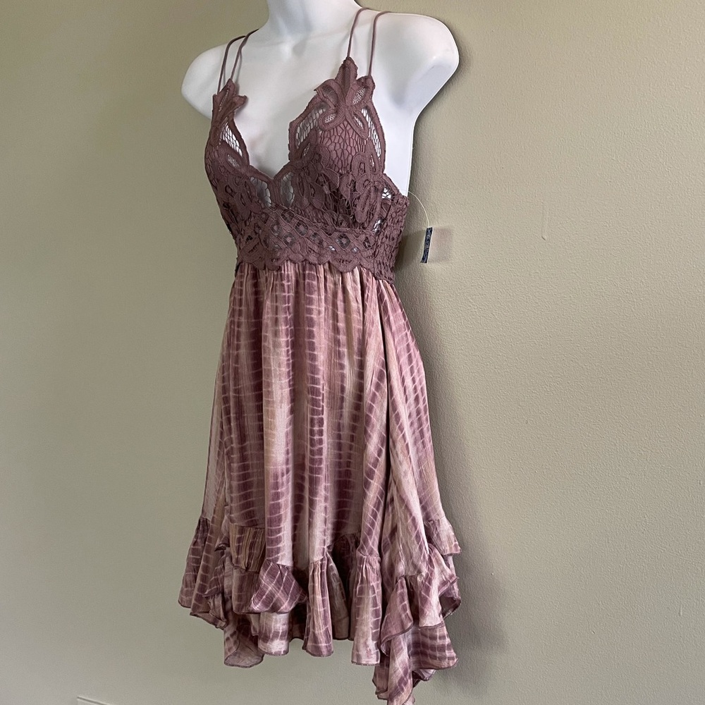 Free People Adella Tie Dye Slip Dress in Plum NWT - Picture 7 of 10